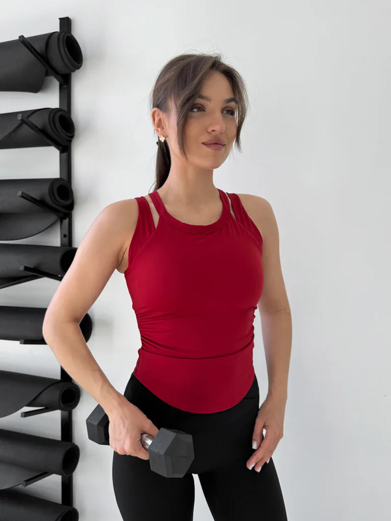 Майка-топ с раздвоенными бретелями Split Drape Bra
