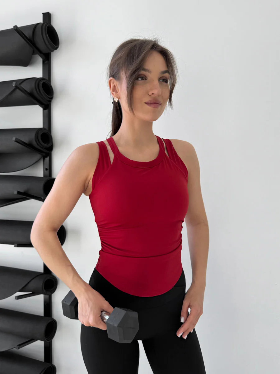 Майка-топ с раздвоенными бретелями Split Drape Bra