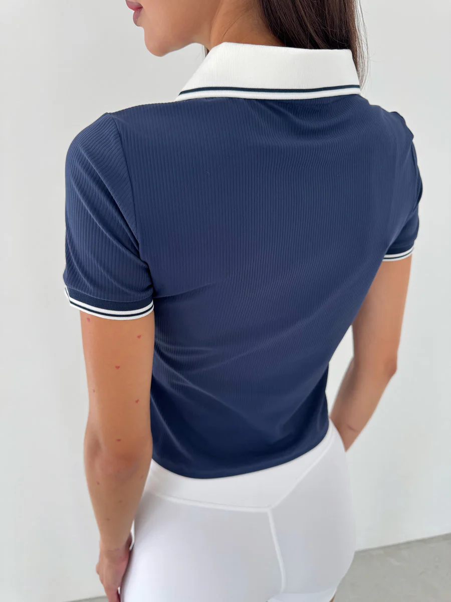 Поло с V-разрезом на груди и контрастным вортником V-Neck Contrast Polo