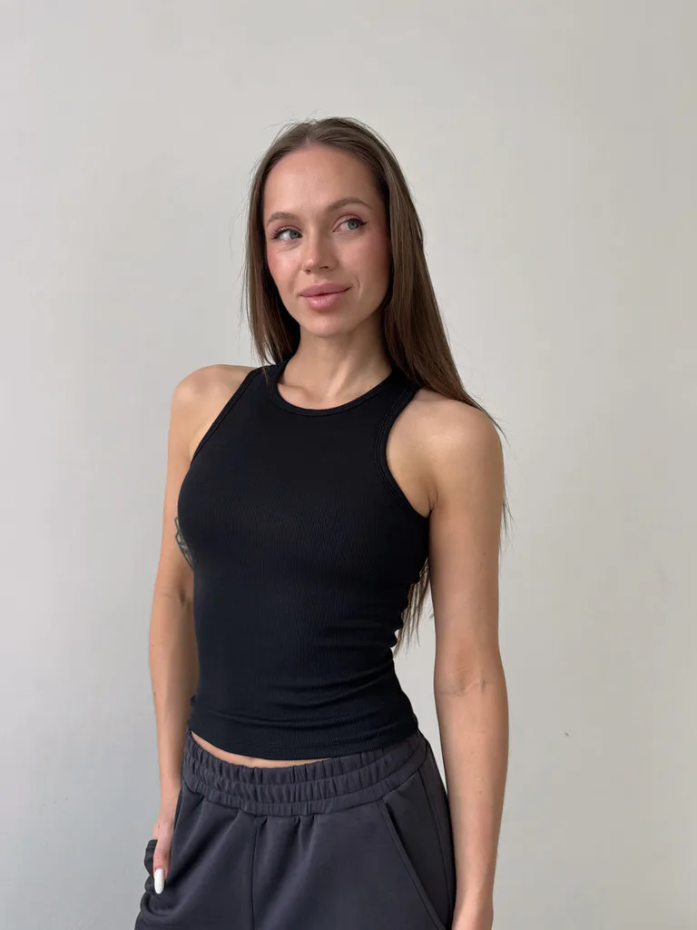 Майка в рубчик из модала Modal Rib Long Top