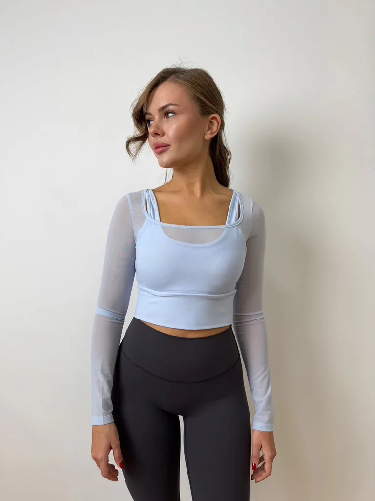 Спортивный двухслойный рашгард из сеточки