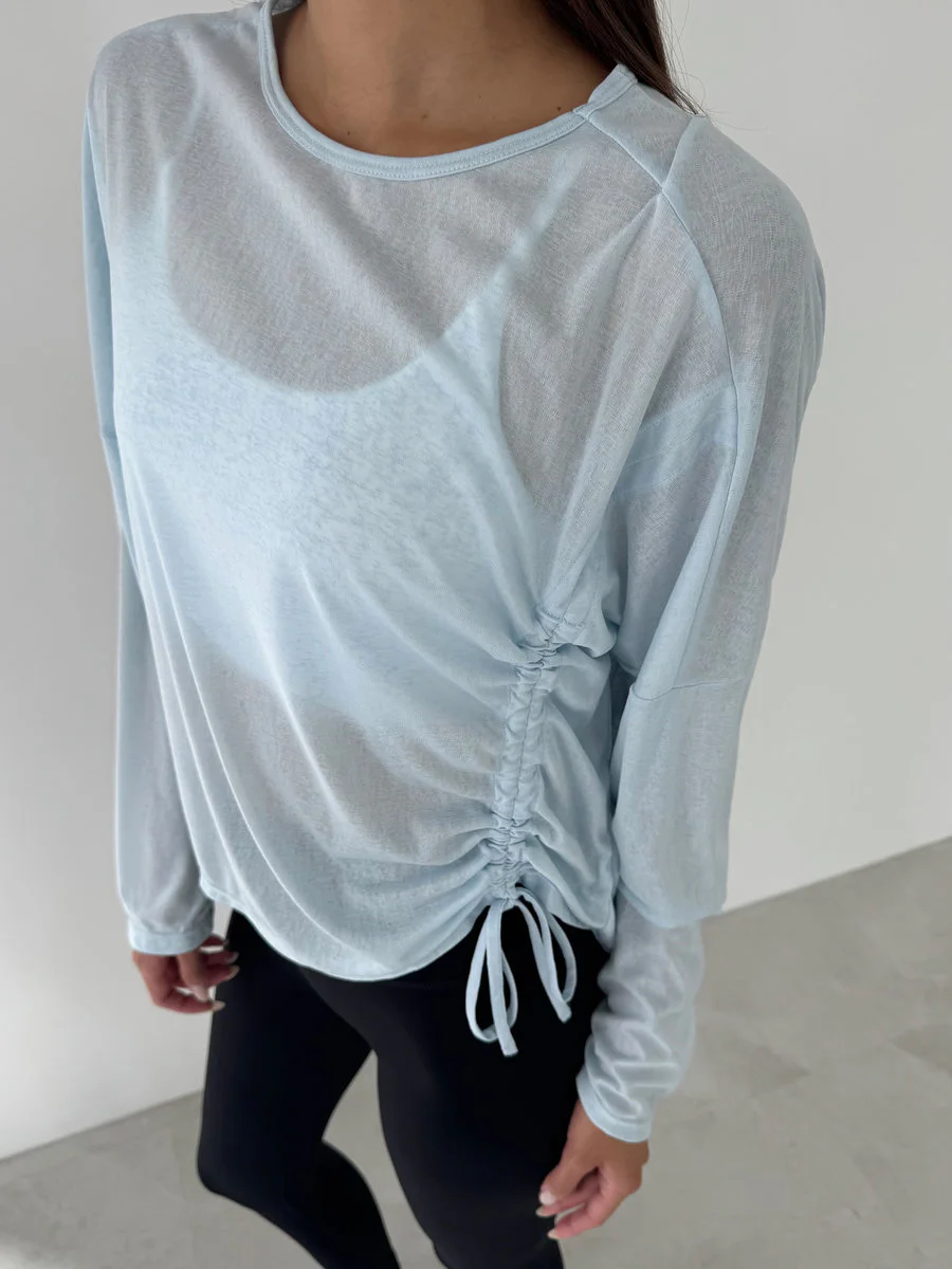 Лонгслив полупрозрачный со сборкой спереди Sheer Gather