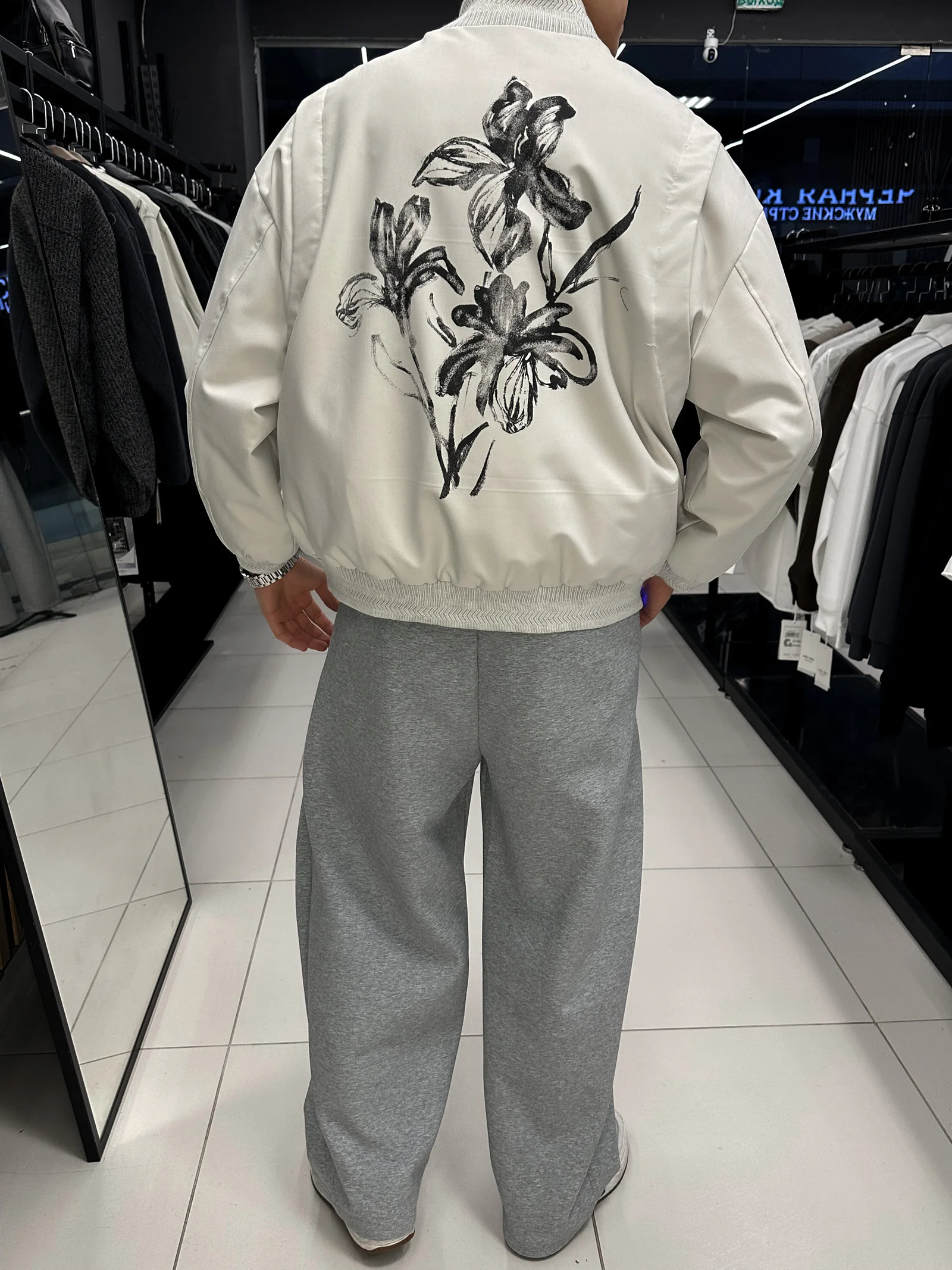 Куртка бежевая Asian print (N3134)