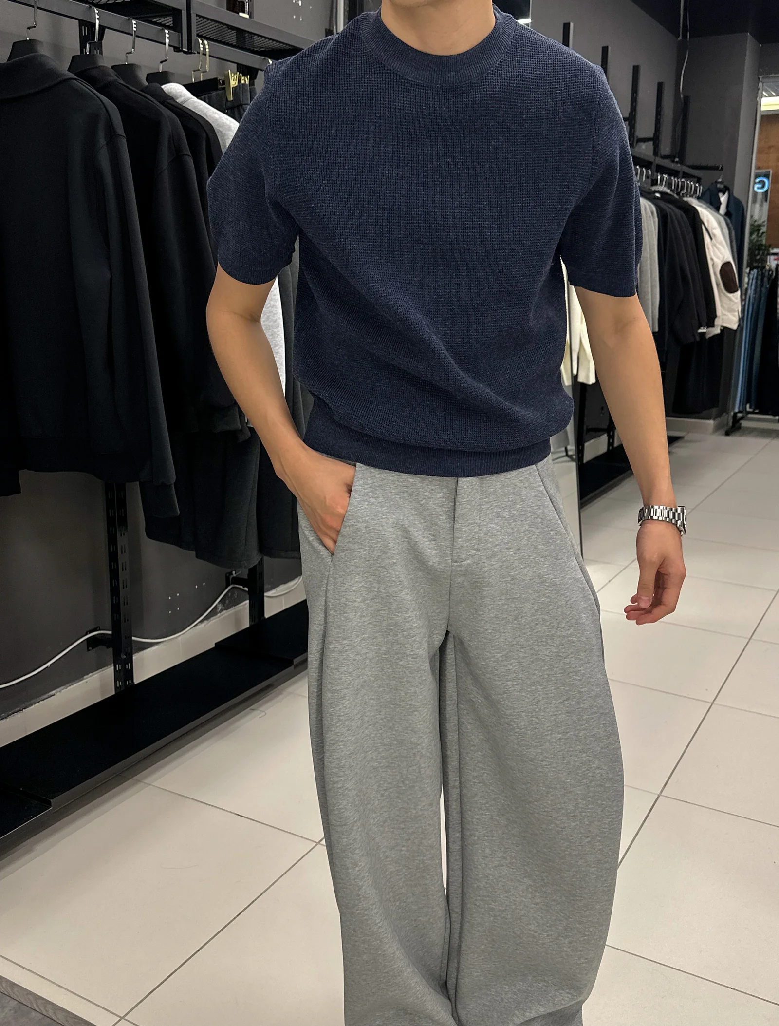Поло Basic Knit синий 22257