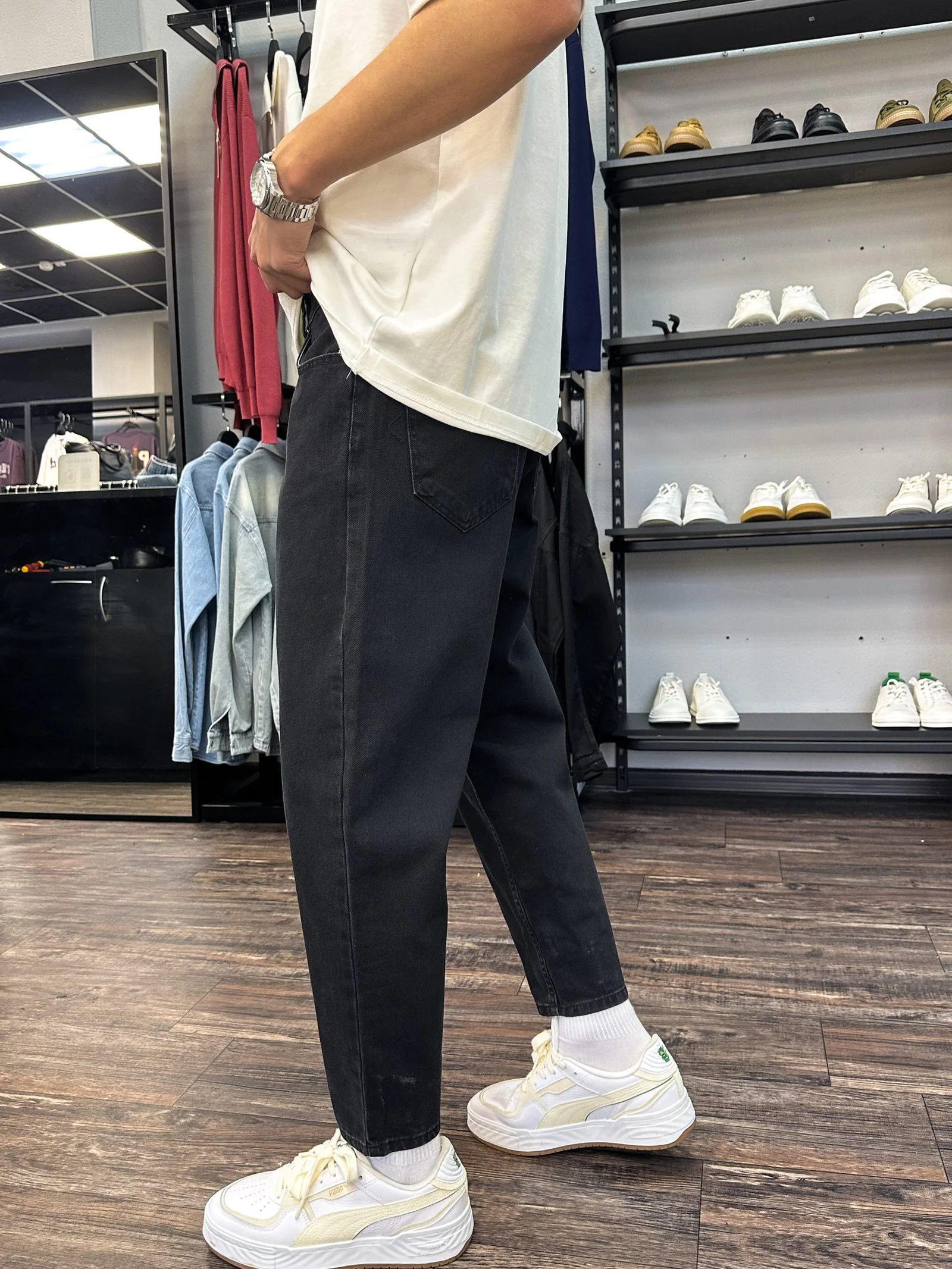 Джинсы бананы Denim графит